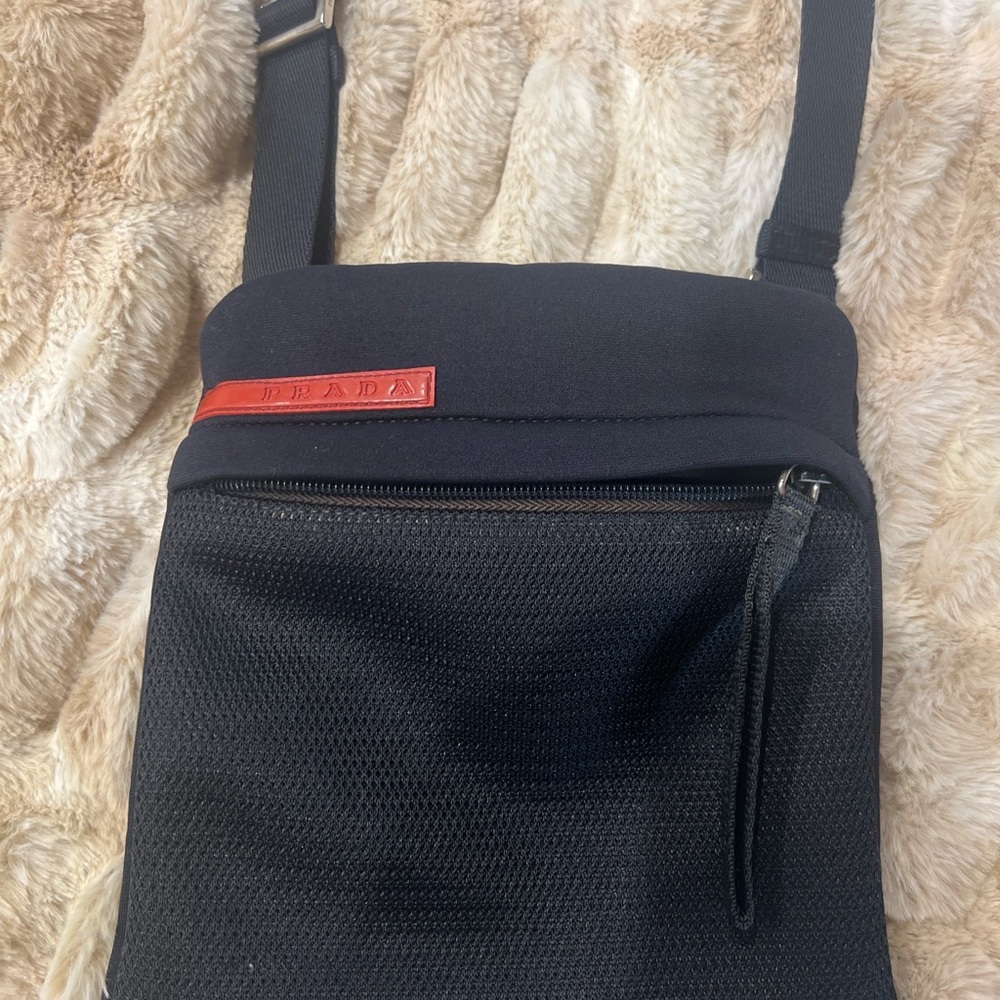 Prada Black and Red Messenger Bag neoprene sport crossbody travel